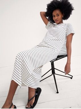 HATCH • Luxe striped nursing shirt dress - 0 XS black white striped